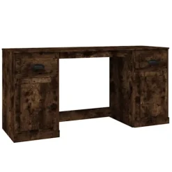 vidaXL Kontorsmöbler>Skrivbord med skåp rökfärgad ek konstruerat trä