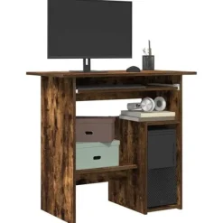 vidaXL Kontorsmöbler>Skrivbord rökfärgad ek 80x45x74 cm konstruerat trä