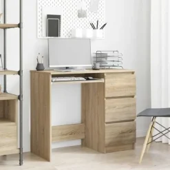 vidaXL Kontorsmöbler>Skrivbord sonoma-ek 90x45x76 cm konstruerat trä