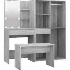 vidaXL Sminkbord>Sminkbord LED sonoma konstruerat trä