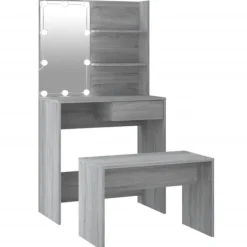 vidaXL Sminkbord>Sminkbord LED sonoma konstruerat trä