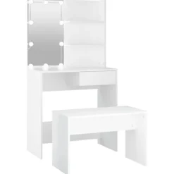 vidaXL Sminkbord>Sminkbord LED konstruerat trä