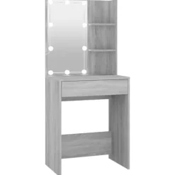 vidaXL Sminkbord>Sminkbord med LED sonoma 60x40x140 cm