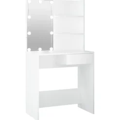 vidaXL Sminkbord>Sminkbord med LED 74,5x40x141 cm