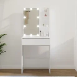 vidaXL Sminkbord>Sminkbord med LED 60x40x140 cm