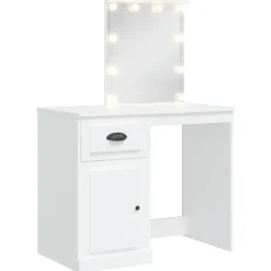 vidaXL Sminkbord>Sminkbord med LED-lampor 90x42x132,5 cm