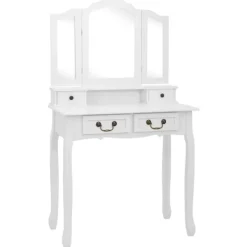 vidaXL Sminkbord>Sminkbord med pall 80x69x141 cm paulowniaträ