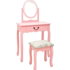 vidaXL Sminkbord>Sminkbord med pall 65x36x128 cm kejsarträ MDF