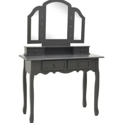 vidaXL Sminkbord>Sminkbord med pall 100x40x146 cm paulowniaträ