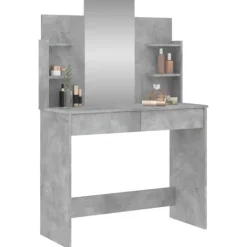 vidaXL Sminkbord>Sminkbord med spegel betong 96x39x142 cm