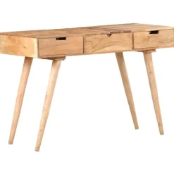 vidaXL Sminkbord>Sminkbord med spegel 112x45x76 cm massivt mangoträ