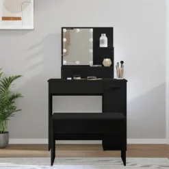 vidaXL Sminkbord>Sminkbord med spegel LED konstruerat trä