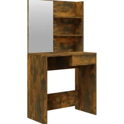 vidaXL Sminkbord>Sminkbord med spegel rökfärgad ek 74,5x40x141 cm