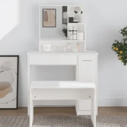 vidaXL Sminkbord>Sminkbord med spegel 86,5x35x136 cm