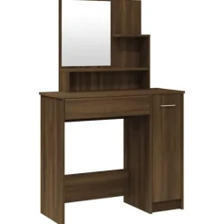 vidaXL Sminkbord>Sminkbord med spegel ek 86,5x35x136 cm