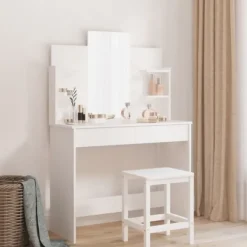 vidaXL Sminkbord>Sminkbord med spegel 96x39x142 cm