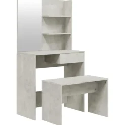 vidaXL Sminkbord>Sminkbord set betong 74,5x40x141 cm