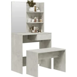 vidaXL Sminkbord>Sminkbord set betong 74,5x40x141 cm