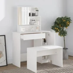vidaXL Sminkbord>Sminkbord set 86,5x35x136 cm