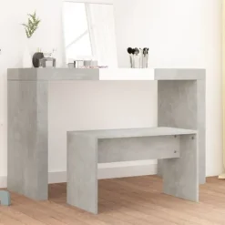 vidaXL Sminkbord>Sminkpall betong 70x35x45 cm konstruerat trä