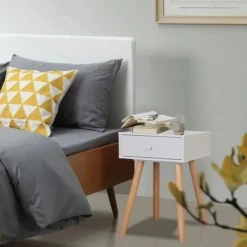 vidaXL Sängar>Sängbord 2 st massiv furu 40x30x61 cm vit Vit