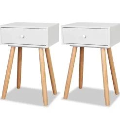 vidaXL Sängar>Sängbord 2 st massiv furu 40x30x61 cm vit Vit