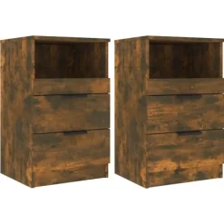 vidaXL Sängar>Sängbord 2 st rökfärgad konstruerat trä Brun