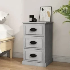 vidaXL Byråer>Sängbord betonggrå 39x39x67 cm konstruerat trä Grå