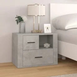 vidaXL Byråer>Sängbord betonggrå 60x36x45 cm konstruerat trä Grå
