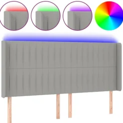 vidaXL Sängar>Sänggavel LED ljus 203x16x118/128 cm tyg