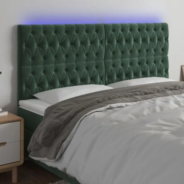 vidaXL Sängar>Sänggavel LED mörk 200x7x118/128 cm sammet