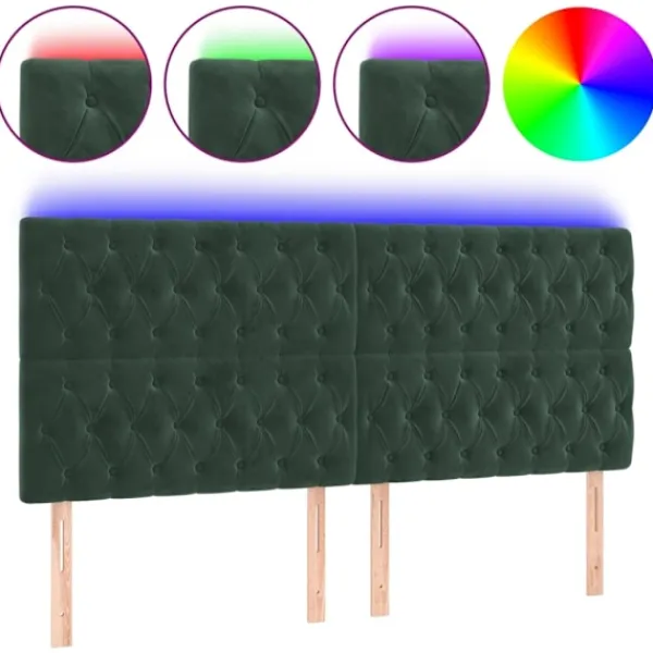 vidaXL Sängar>Sänggavel LED mörk 200x7x118/128 cm sammet