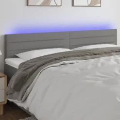 vidaXL Sängar>Sänggavel LED 180x5x78/88 cm tyg Grå