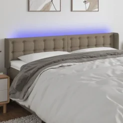 vidaXL Sängar>Sänggavel LED taupe 183x16x78/88 cm tyg Taupe