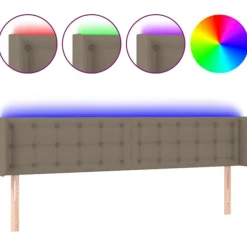 vidaXL Sängar>Sänggavel LED taupe 183x16x78/88 cm tyg Taupe