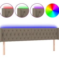 vidaXL Sängar>Sänggavel LED taupe 183x16x78/88 cm tyg Taupe