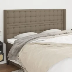 vidaXL Sängar>Sänggavel med kanter taupe 163x16x118/128 cm tyg Taupe