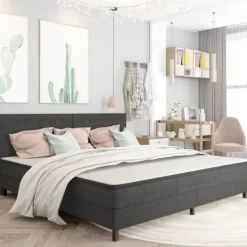 vidaXL Sängar>Sänggavel mörk tyg tuftad 200x200 cm