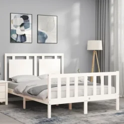 vidaXL Sängar>Sängram med huvudgavel 120x200 cm massivt trä