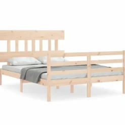 vidaXL Sängar>Sängram med huvudgavel massivt trä