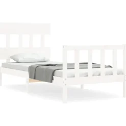 vidaXL Sängar>Sängram med huvudgavel massivt trä