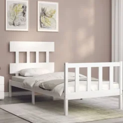 vidaXL Sängar>Sängram med huvudgavel massivt trä