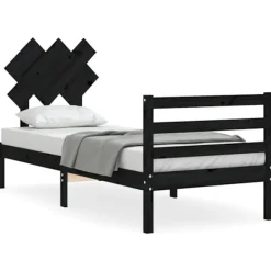 vidaXL Sängar>Sängram med huvudgavel 90x200 cm massivt trä