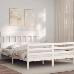 vidaXL Sängar>Sängram med huvudgavel 160x200 cm massivt trä