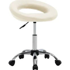 vidaXL Pallar>Snurrbar stol gräddvit konstläder