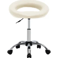 vidaXL Pallar>Snurrbar stol gräddvit konstläder