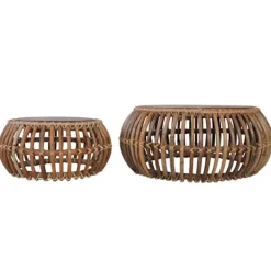 vidaXL Soffbord>Soffbord 2 st äkta rotting