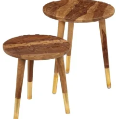 vidaXL Småbord>Soffbord 2 st massivt trä