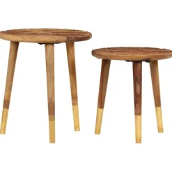 vidaXL Småbord>Soffbord 2 st massivt trä