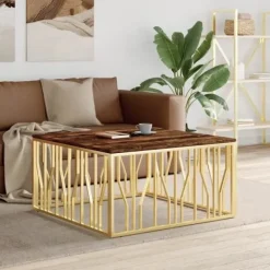 vidaXL Soffbord>Soffbord rostfritt stål och massivt återvunnet trä